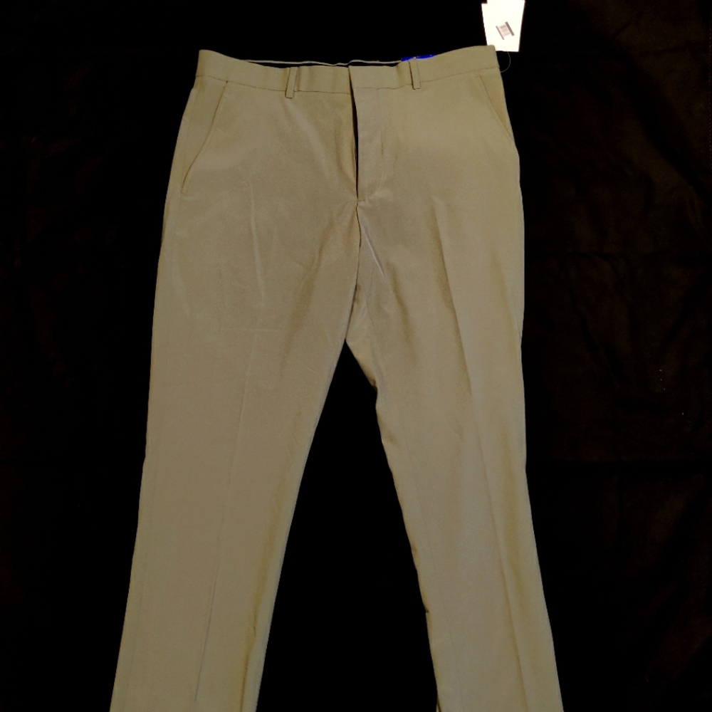 Perry Ellis 34x32 Very Slim Fit - Solid Light Green Gray - Tech Suit Pants